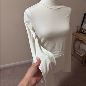 SHEIN Cream Fitted Long Sleeve Bodysuit